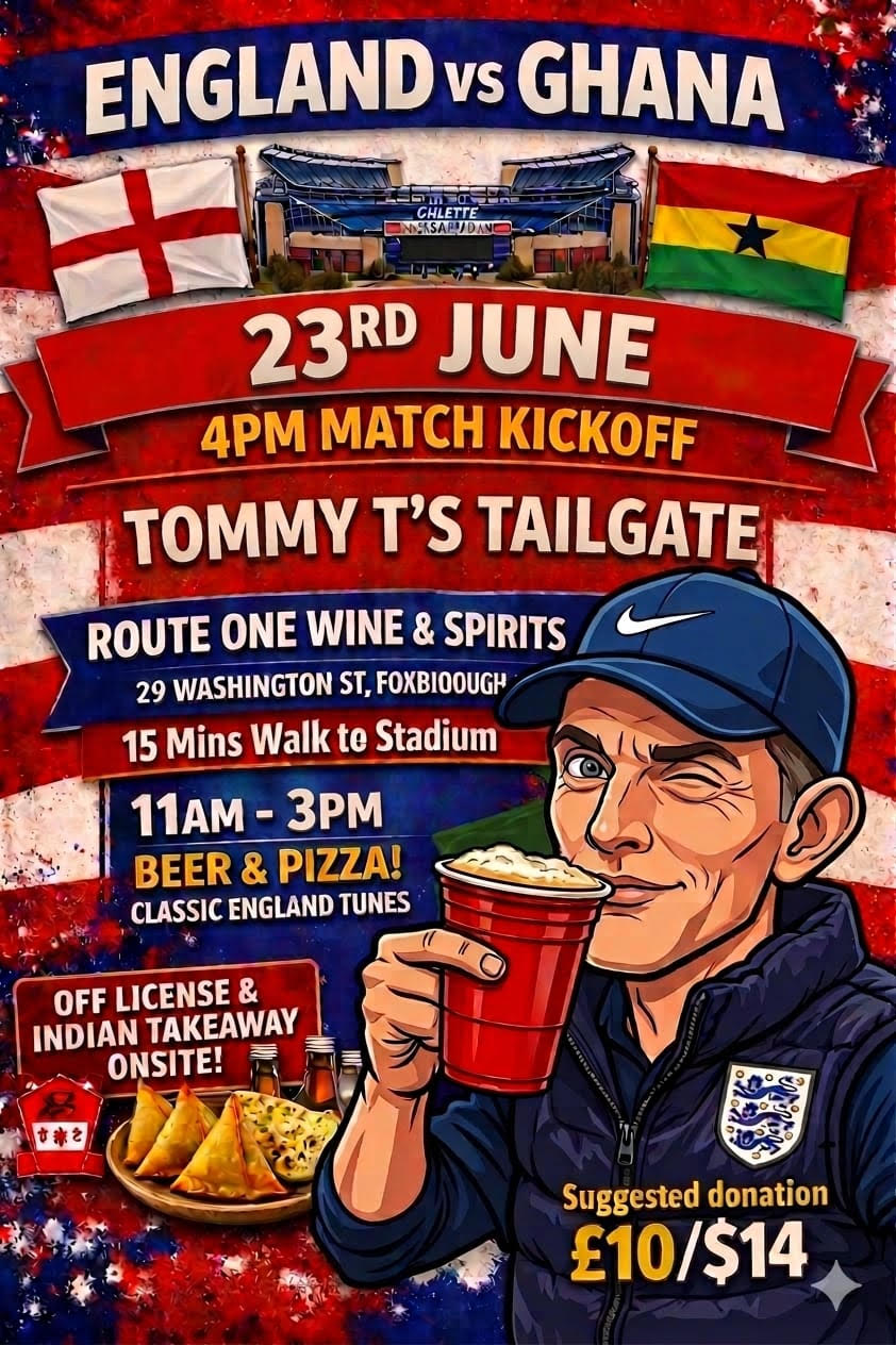 England vs Ghana pre match tailgate at Route One Wine & Spirits, Foxborough